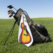 Voeg u tekst toe met een bruine akoestische gitaar golfhanddoek (Groen)