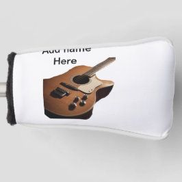 Voeg u tekst toe met een bruine akoestische gitaar golfheadcover