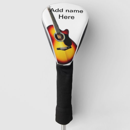 Voeg u tekst toe met een bruine akoestische gitaar golfheadcover (Voorkant)