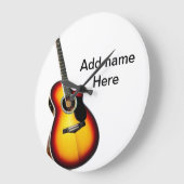 Voeg u tekst toe met een bruine akoestische gitaar grote klok (Hoek)