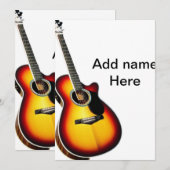 Voeg u tekst toe met een bruine akoestische gitaar kaart (Voorkant / Achterkant)