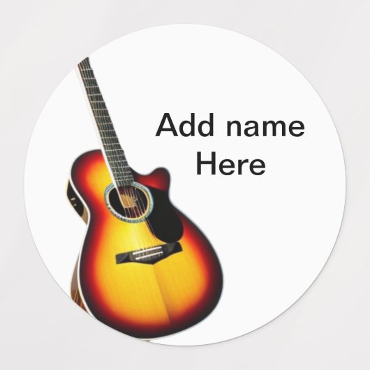 Voeg u tekst toe met een bruine akoestische gitaar labels (Design 2)