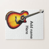 Voeg u tekst toe met een bruine akoestische gitaar legpuzzel (Horizontaal)