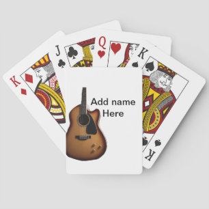 Voeg u tekst toe met een bruine akoestische gitaar pokerkaarten