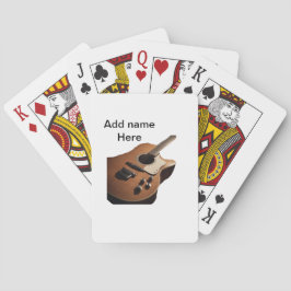 Voeg u tekst toe met een bruine akoestische gitaar pokerkaarten