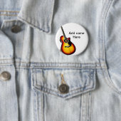 Voeg u tekst toe met een bruine akoestische gitaar ronde button 5,7 cm (In situ)