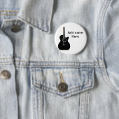 Voeg u tekst toe met een bruine akoestische gitaar ronde button 5,7 cm (In situ)