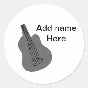 Voeg u tekst toe met een bruine akoestische gitaar ronde sticker