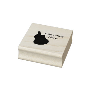 Voeg u tekst toe met een bruine akoestische gitaar rubberstempel