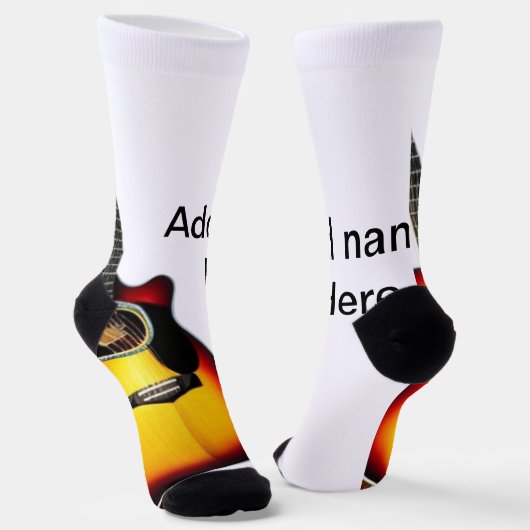 Voeg u tekst toe met een bruine akoestische gitaar sokken (Gebogen)