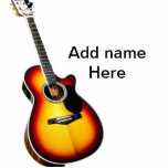 Voeg u tekst toe met een bruine akoestische gitaar staand fotobeeldje<br><div class="desc">Voor muziekliefhebbers zoals wij</div>