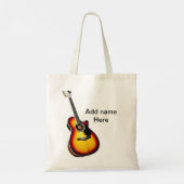 Voeg u tekst toe met een bruine akoestische gitaar tote bag (Achterkant)