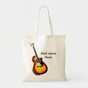 Voeg u tekst toe met een bruine akoestische gitaar tote bag