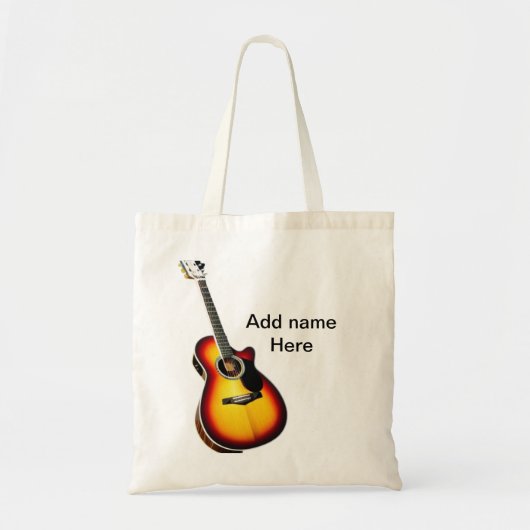 Voeg u tekst toe met een bruine akoestische gitaar tote bag (Voorkant)