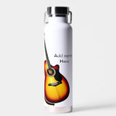 Voeg u tekst toe met een bruine akoestische gitaar waterfles (Voorkant)