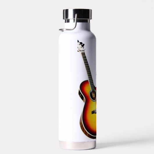 Voeg u tekst toe met een bruine akoestische gitaar waterfles (Rechts)