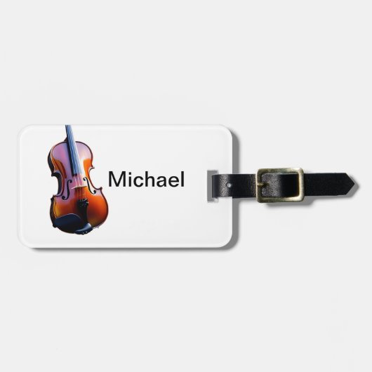 Voeg u toe noem tekst bruin vioolmuzieklier gooit  bagagelabel (Voorkant horizontaal)