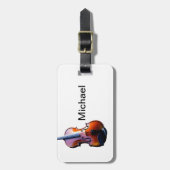 Voeg u toe noem tekst bruin vioolmuzieklier gooit  bagagelabel (Voorkant verticaal)