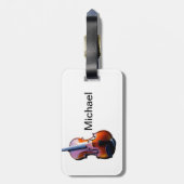 Voeg u toe noem tekst bruin vioolmuzieklier gooit  bagagelabel (Achterkant verticaal)