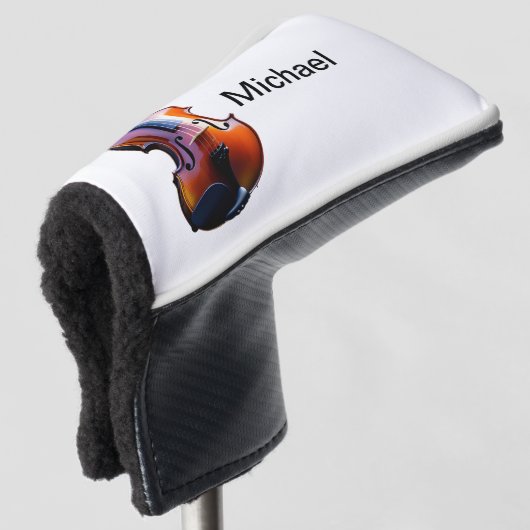 Voeg u toe noem tekst bruin vioolmuzieklier gooit  golfheadcover (3/4 voorkant)