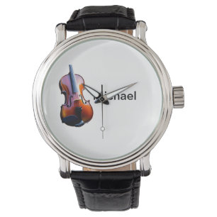 Voeg u toe noem tekst bruin vioolmuzieklier gooit  horloge