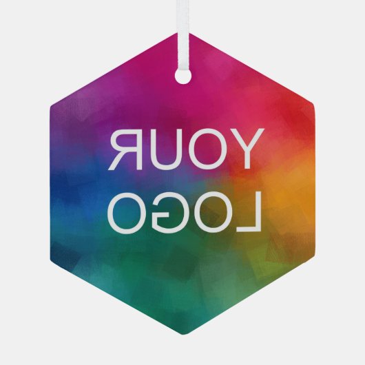 Voeg Upload uw eigen bedrijf toe Logo Custom Hexag Glas Ornament (Achterkant)