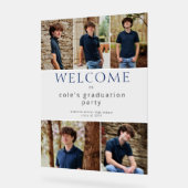 Voeg uw 5 foto Afstuderen blauw welkomstbord toe Acryl Bord (Hoek)