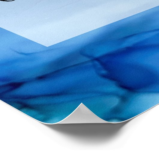 Voeg uw aangepaste Abstracte blauwe alcoholinkt to Poster (Hoek)