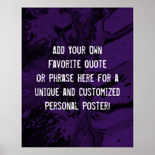 Voeg uw aangepaste citaat toe Zwart marmer, diep p Poster