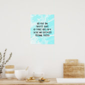 Voeg uw aangepaste citaat witte marmer licht aqua poster (Keuken)