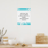 Voeg uw aangepaste citaatstripes bloemen turquoise poster (Keuken)