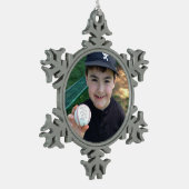 Voeg uw Aangepaste Foto's en Tekst toe Tin Sneeuwvlok Ornament (Links)