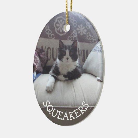 Voeg uw aangepaste kerstversiering met foto's op p keramisch ornament (Links)