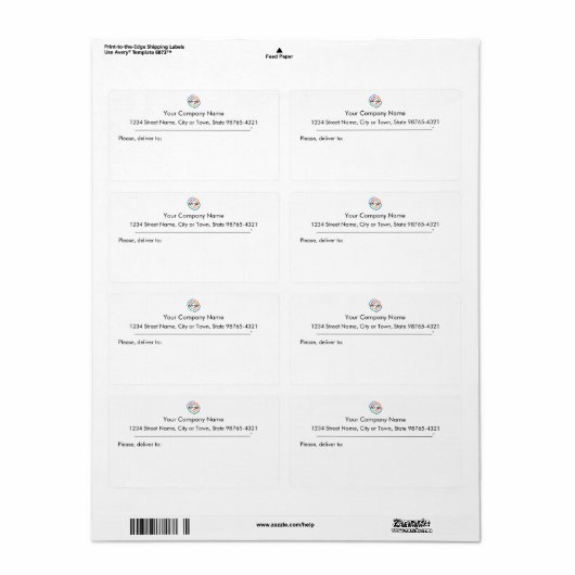 Voeg uw aangepaste Logo-bedrijfsadres toe Etiket (Full Sheet)