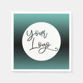 Voeg uw aangepaste Logo Blauwgroen en zwart ombre  Servet