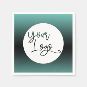 Voeg uw aangepaste Logo Blauwgroen en zwart ombre  Servet