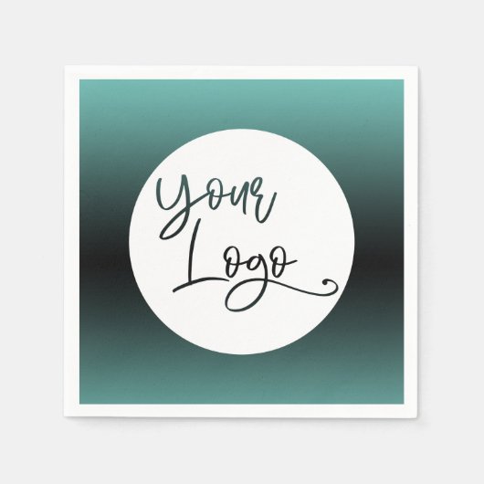 Voeg uw aangepaste Logo Blauwgroen en zwart ombre  Servet (Voorkant)