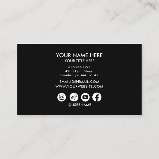 Voeg uw aangepaste Logo Circle Professional Black  Visitekaartje (Achterkant)