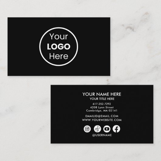 Voeg uw aangepaste Logo Circle Professional Black  Visitekaartje (Voorkant / Achterkant)
