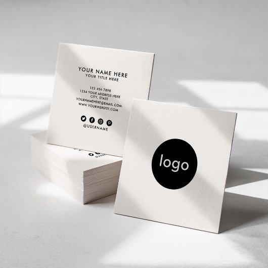 Voeg uw aangepaste logo circle professional white  vierkante visitekaartje