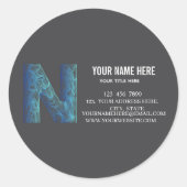 Voeg uw aangepaste logo cirkel professioneel zwart ronde sticker (Voorkant)