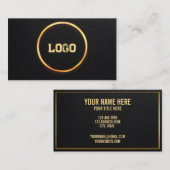 Voeg uw aangepaste logo cirkel professioneel zwart visitekaartje (Voorkant / Achterkant)