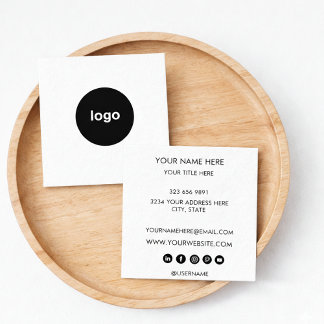 Voeg uw aangepaste logo cirkel witte vierkante bed visitekaartje