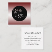 Voeg uw aangepaste Logo donkerrood en witte ombre  Vierkante Visitekaartje (Voorkant / Achterkant)