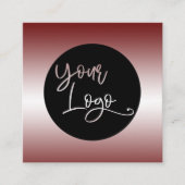 Voeg uw aangepaste Logo donkerrood en witte ombre  Vierkante Visitekaartje (Voorkant)