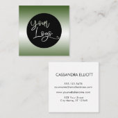 Voeg uw aangepaste Logo Forest Green en White Ombr Vierkante Visitekaartje (Voorkant / Achterkant)