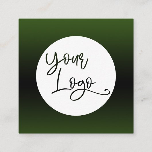 Voeg uw aangepaste Logo Green en Black Ombre toe Vierkante Visitekaartje (Voorkant)