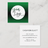 Voeg uw aangepaste Logo helder groen en zwart ombr Vierkante Visitekaartje (Voorkant / Achterkant)