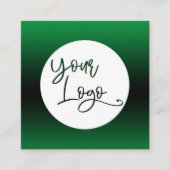 Voeg uw aangepaste Logo helder groen en zwart ombr Vierkante Visitekaartje (Voorkant)