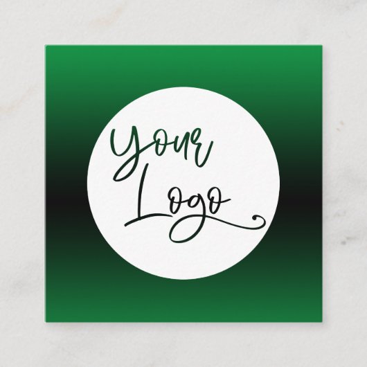 Voeg uw aangepaste Logo helder groen en zwart ombr Vierkante Visitekaartje (Voorkant)